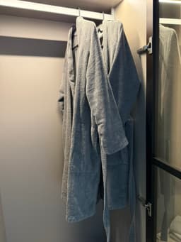 IKEA bathrobes in gray